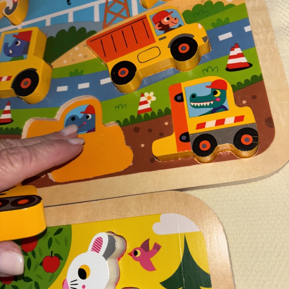 Janod Wood Construction Site And Bunny, Wood Puzzles, All Pieces Available 3439 - Picture 5 of 7